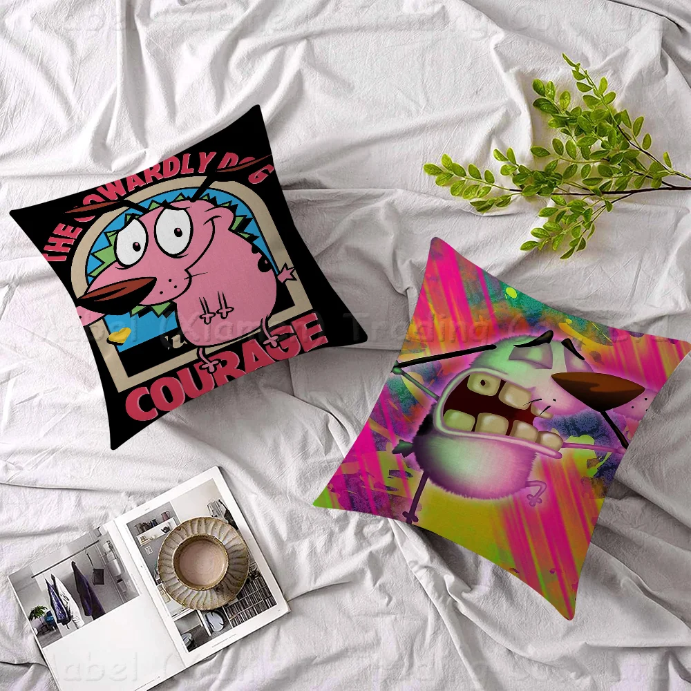 C-Courage The C-Cowardly Dog Pillow Covers Cartoon Sofa Decorative Home Double-sided Printing Short Plush Cute Cushion Cover