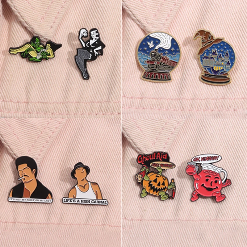 2-5pcs/set Anime Cartoon Collection Enamel Pins Funny Comics Animation Character Brooches Lapel Badge Jewelry Gifts For Friends