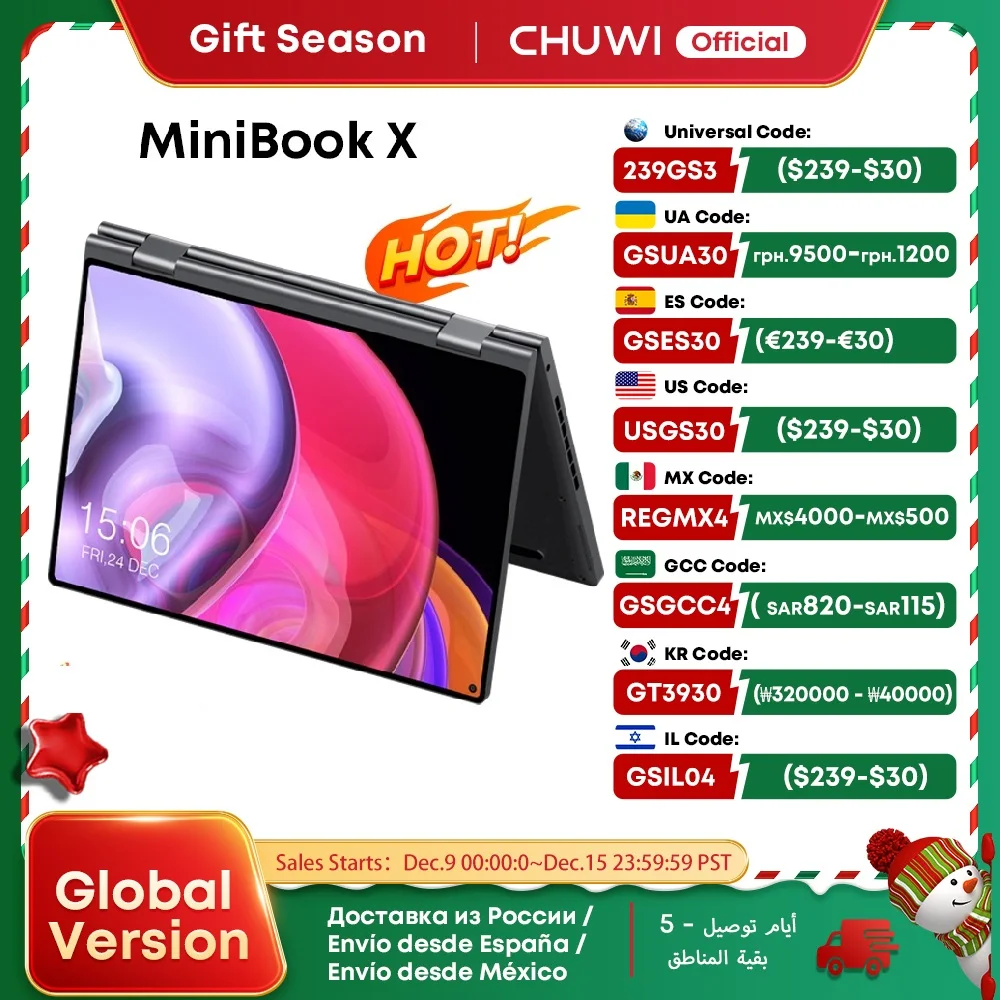 CHUWI MiniBook X Laptop Tablet 2 In 1 Intel N100 10.51\