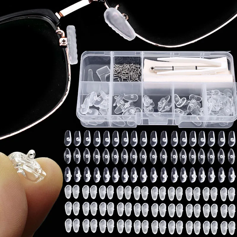 

36 пар силиконовых накладок для носоупоров очков с воздушной камерой, инструменты для ремонта оптических очков: отвертка, пинцет, ушные крючки