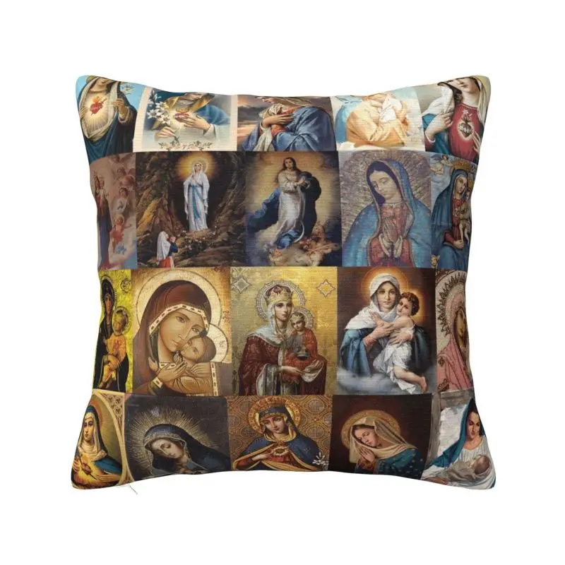 Virgin Mary Pillow Bedroom Decoration Cute Catholic Christian Cushions for Sofa Square Pillowcase