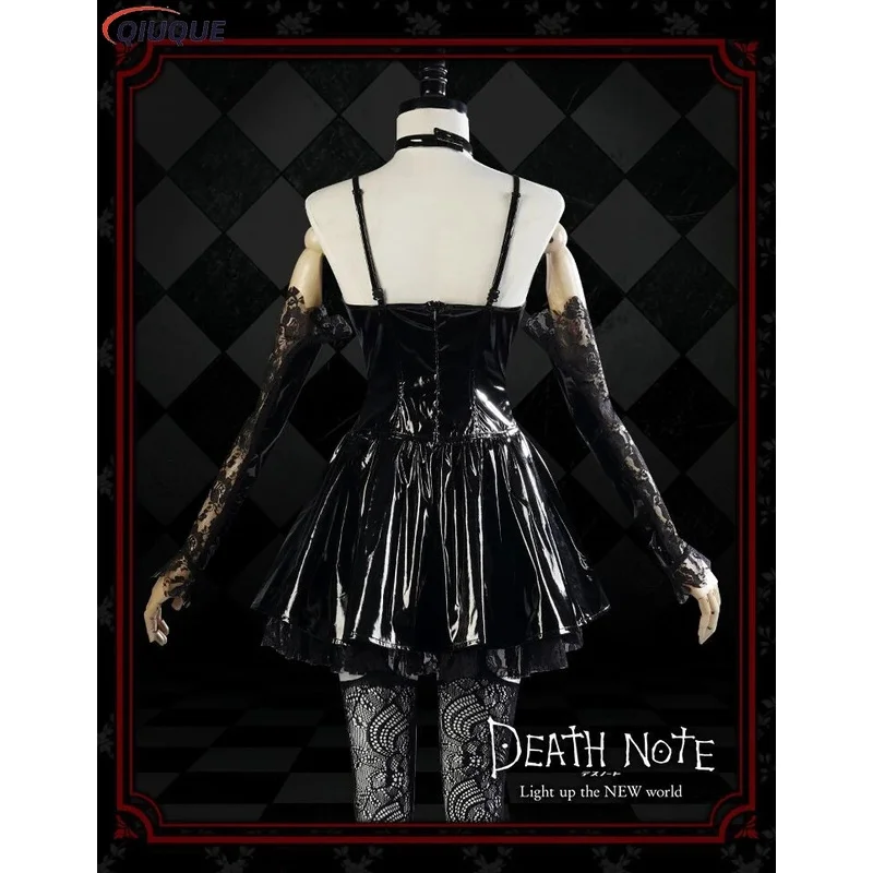 Миса Амане Косплей Костюм Парик Искусственная Кожа Сексуальное Платье Ожерелье Кружевные Рукава Чулки Женская Униформа Аниме Наряды