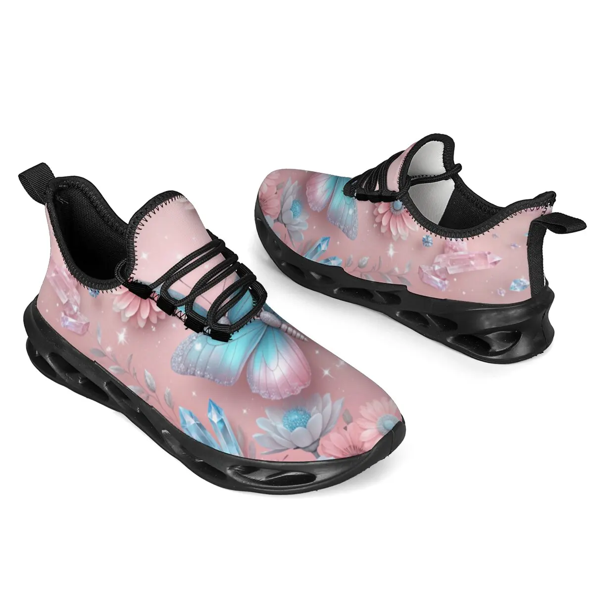 

Halloween Floral Skull Horror Style Cartoon Hello Kitty Panda and Butterfly Pattern Design Lace-up Flat Casual Sports Shoes