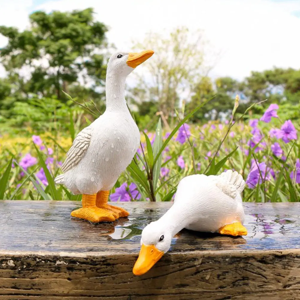 2Pcs Realistic Resin Duck Garden Decor Outdoor Courtyard Pond Landscape Decoration Fishpond Statue Desk Ornament Home Decor