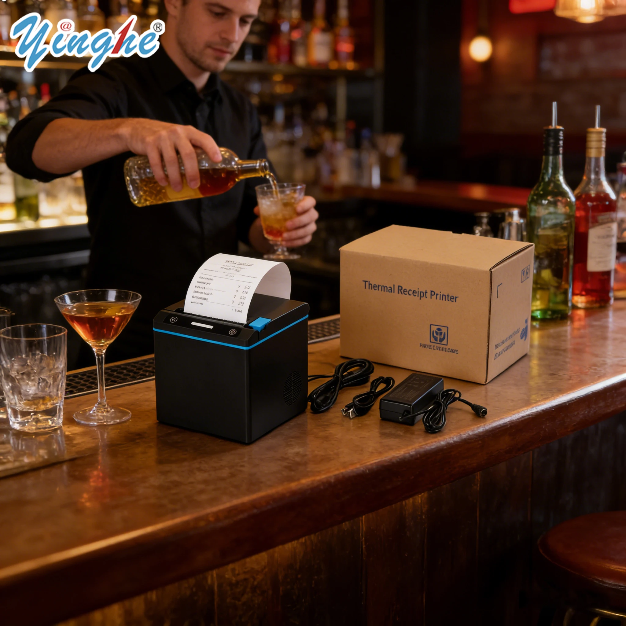 

7-Device Wireless POS Printer - 300mm/s High-Speed 80mm/58mm Thermal Printing For Multi-Platform Restaurant Management