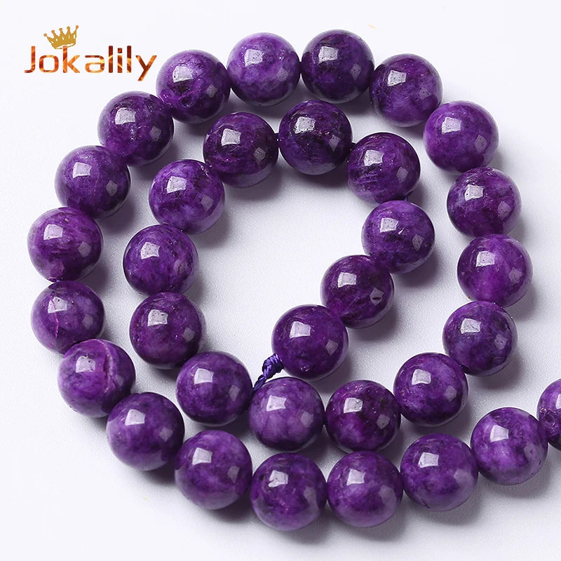 Round Charoite Beads For Jewelry Making Natural Purple Stone Round Loose Beads Diy Bracelets Necklaces Accessories 6 8 10mm 15\