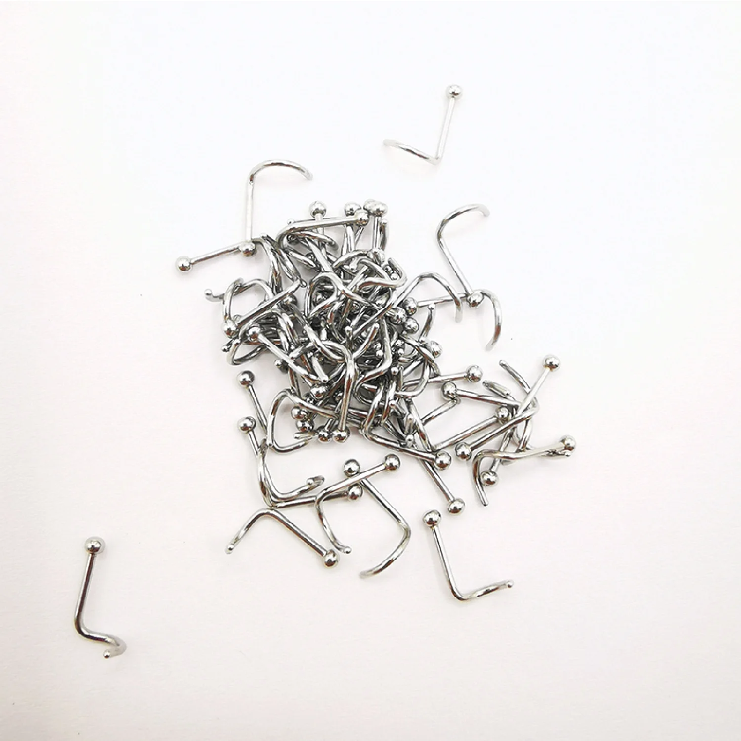 10pcs/lot Straight Curved Cirvular Captive Bead Ring Labret Barbell Nose Eyebrow Lip Ear Studs Stainless Steel Body Jewelry