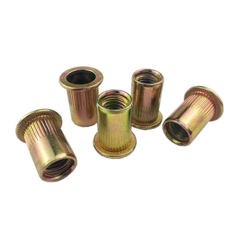 10/20PCS Zinc Plated Carbon Steel Rivet Nuts M3 M4 M5 M6 M8 M10 Flat Head Threaded Rivet Insert Nutsert Cap Rivet Nut