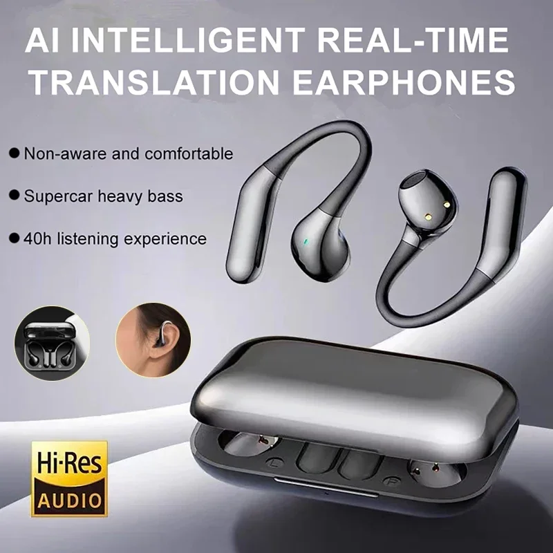 AI Translator Earbuds 144 Languages Wireless Bluetooth Voice Translator Device Real-Time Translators Headphones for Business