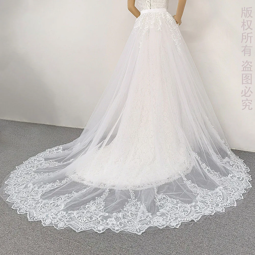 JIERUIZE Phối Ren Sang Trọng Appliqués Có Thể Tháo Rời Váy Cưới Rời Đoàn Tàu Cho Đầm Cô Dâu Overskirt