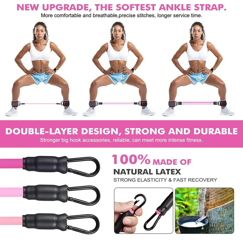 AOLIKES-tobilleras de doble anillo en D para entrenamiento de gimnasio, correas de tobillo para glúteos, soporte para entrenamiento de fuerza,