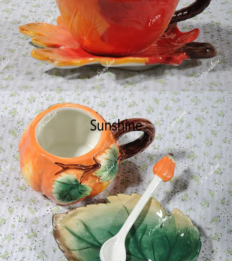 British hand-painted ceramic coffee cup saucer American exquisite afternoon tea red tea cup mug girls gift table decoration cup