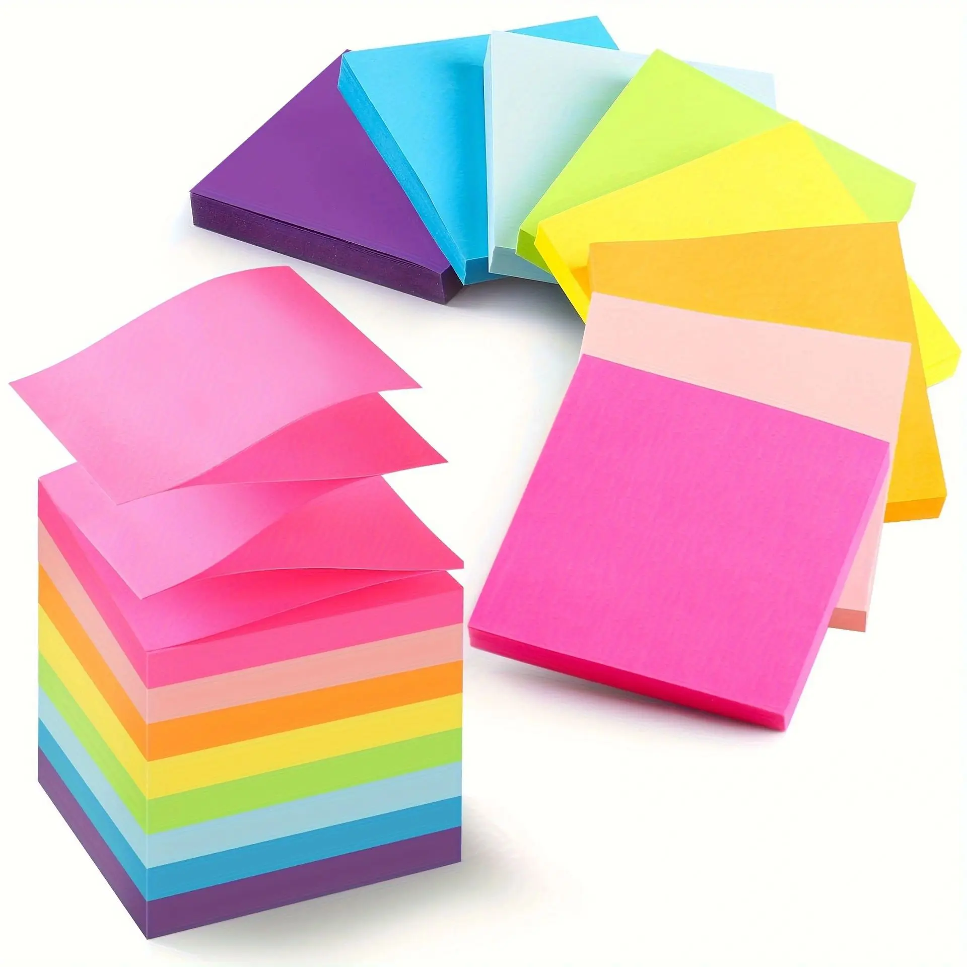 8 Books/pack, 8-color Horizontal Fluorescent Heart-shaped Sticky Notes, Pentagonal Star Shaped Creative Extraction Style