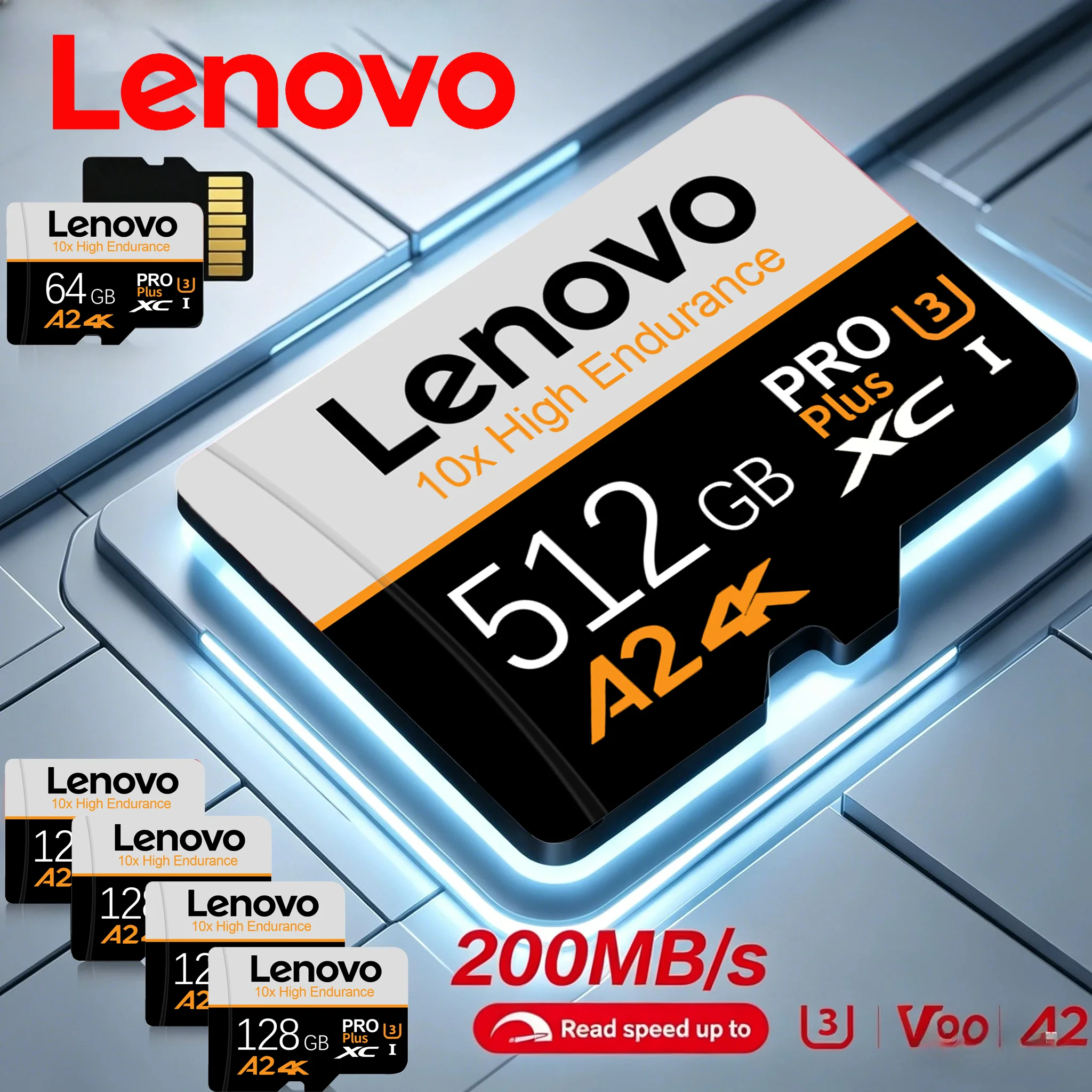 Cartão de Memória Original Lenovo de Alta Velocidade 128GB Micro TF SD Card 512GB SD V60 U3 TF Card para Câmera Nintendo Switch Ps4 Ps5 Game
