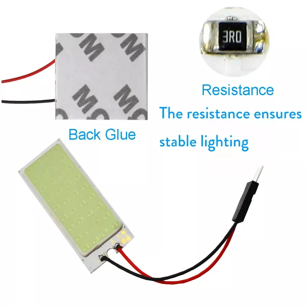 COB Panel Light With Resistance 16/24/36/48LEDs Lighting Interior Reading Ambient Lights White Auto Dome Lamp Cool Car Map Ice