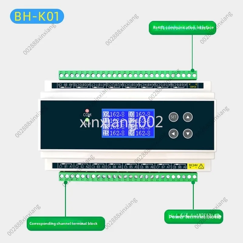 8-16 Channel PT100 RTD Temperature Collector, PT1000 Temperature Acquisition Module, RS485 Communication Sensor Module