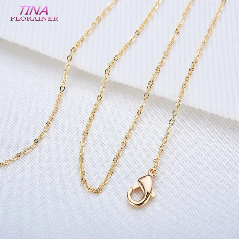 2PCS Length 45CM 14K Real Gold Color Brass Finished Necklace Chain High Quality DIY Jewelry Making Findings Accessories