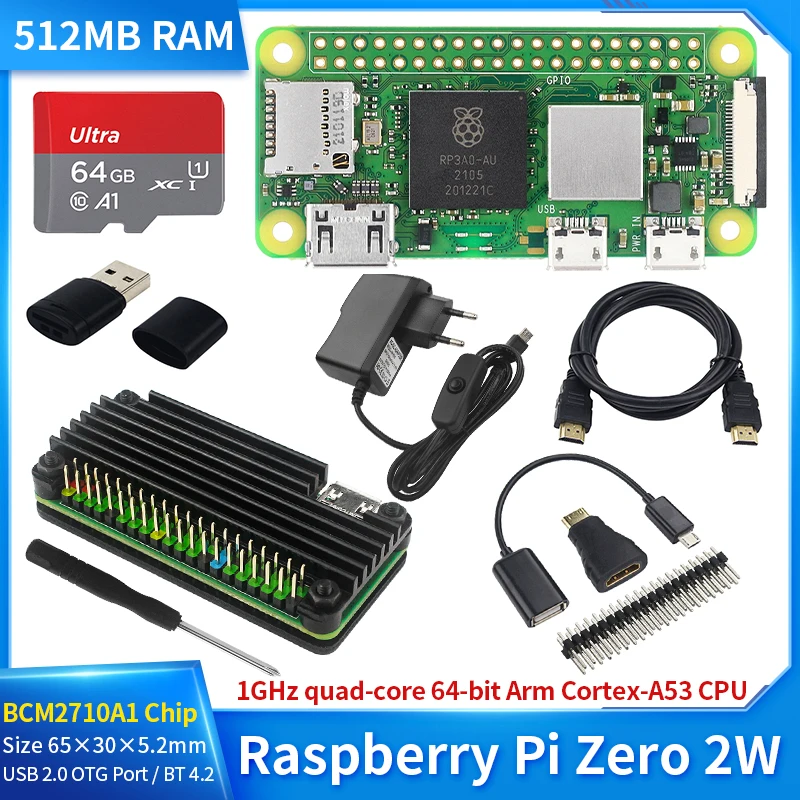 

Raspberry Pi Zero, 2 Вт, четырехъядерный, 64-разрядный штатив, 512 МБ, SDRAM, Bluetooth, BLE и Wi-Fi, Pi Zero 2, Pi 0, дополнительно, алюминиевая фотография