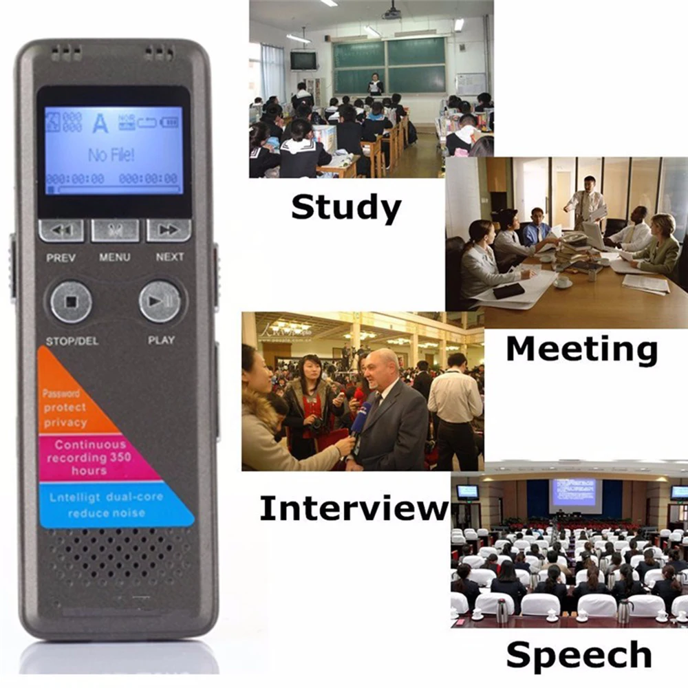 16GB Memory Factory Direct Digital Conference Classroom Interview Audio Recorder Supports MP3 Player USB Flash Drive PQ132