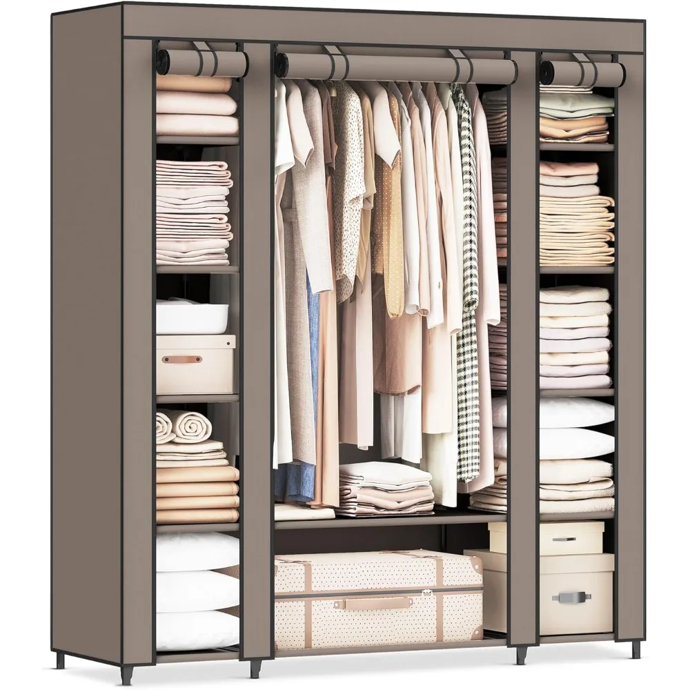 

Closet Wardrobe, Portable Closet for Bedroom, Clothes Rail with Non-Woven Fabric Cover, Clothes Storage Organizer