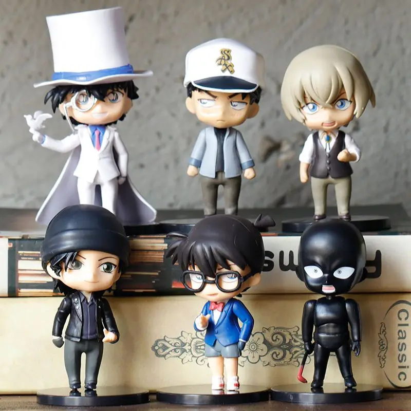 6pcs/zestaw detektyw Conan zabawki figurki akcji dla dzieci Kuroba Kaito Akai Shuuichi Haibara Ai Hattori Heiji prezent kolekcjonerski lalki