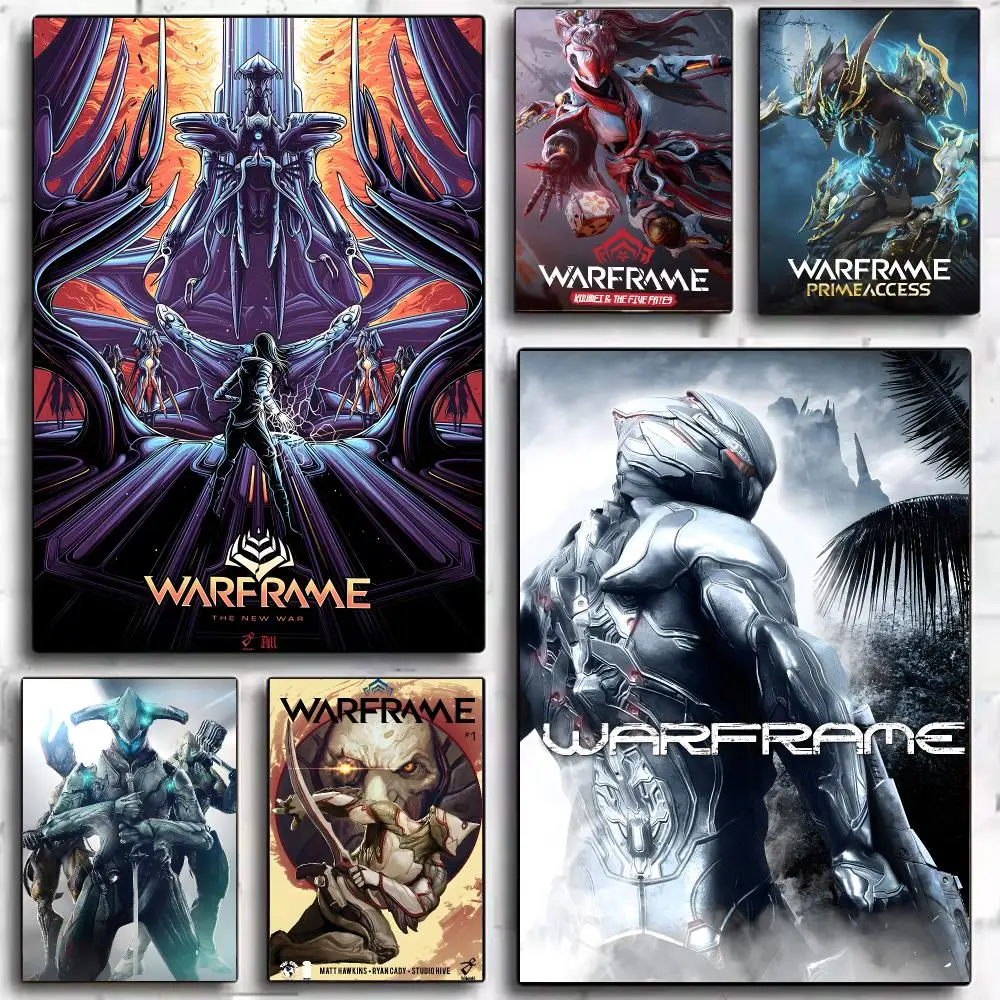 game action Warframe Poster Trendy Aesthetic Self-Adhesive Wall Poster Room Decor for Bedroom & Dorm