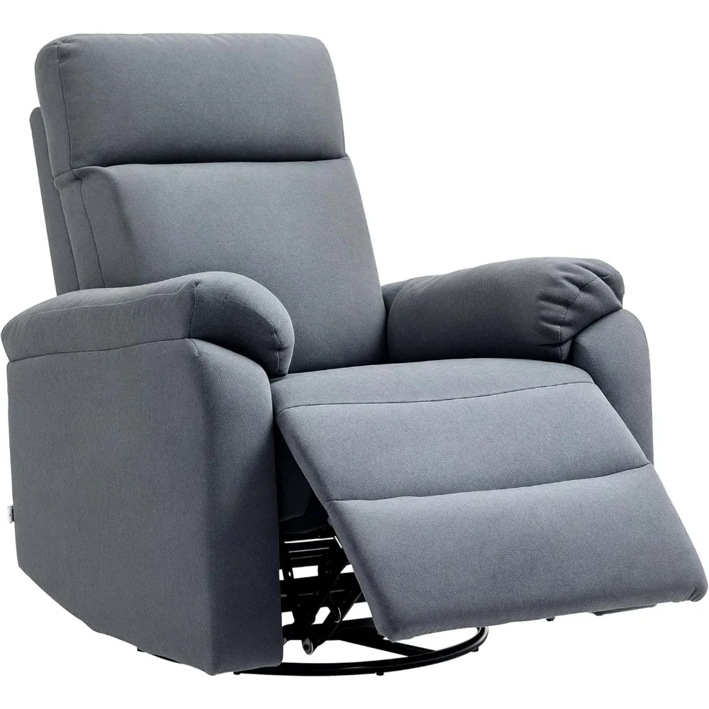 Swivel Rocker Recliner Chair, Wide Glider Rocking Single Sofa with Pocket Spring, Footrest, Modern Fabric Overstuffed Reclining