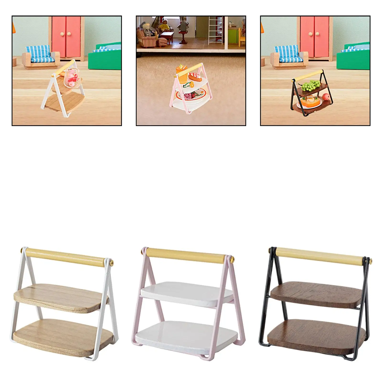 Fruit Shelf Storage Rack Play Game Model Dollhouse Accessories Food Display Shelf for 1/6 1/8 1/12 Doll House Shop Restaurant