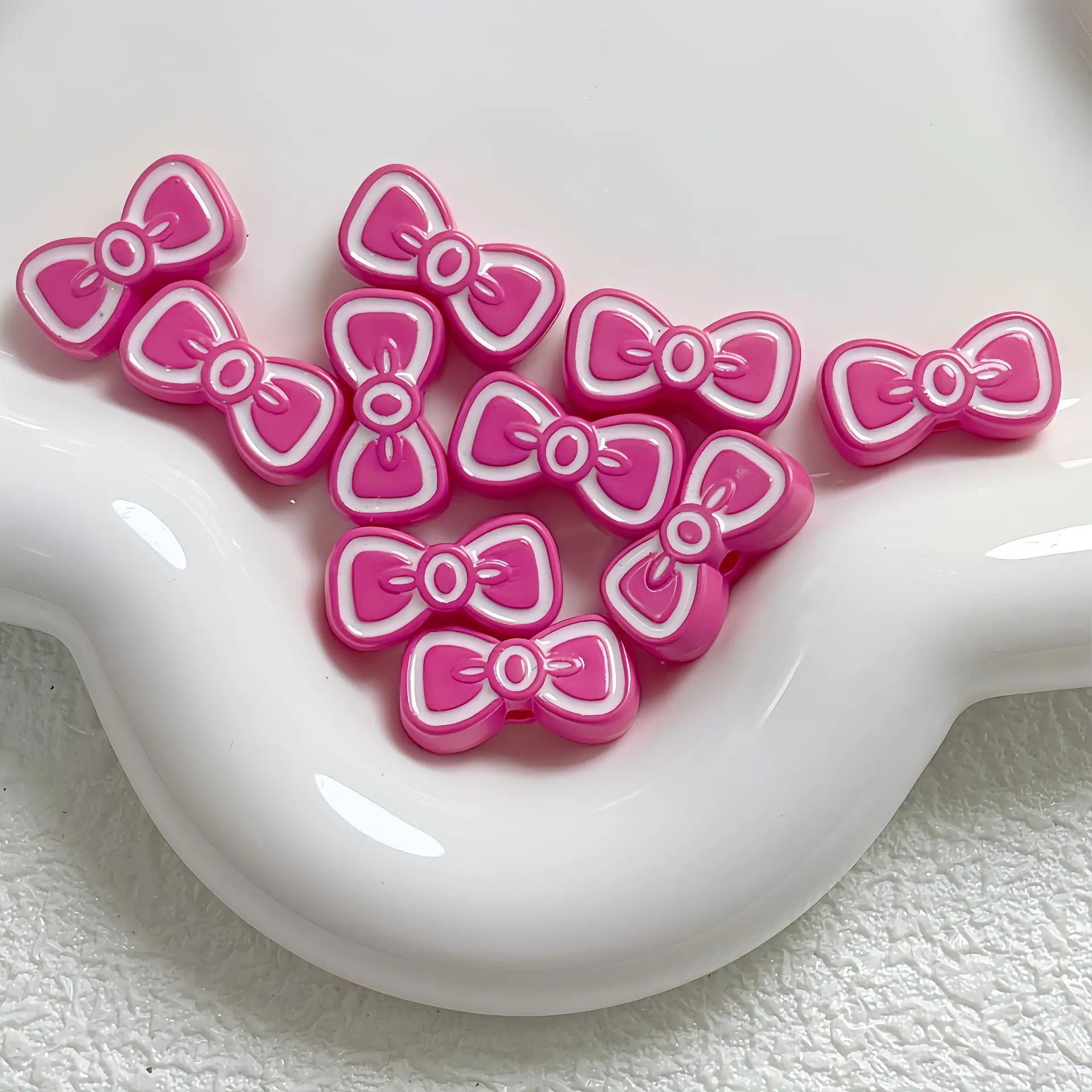 Fresh New Colorful Oil Drop Style Acrylic Ribbon Knot Tie Bow Jewelry Beads Fit Bracelet Necklace Earring  20*10mm 70pcs