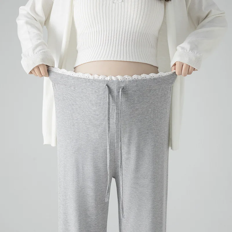 

High Waist Maternity Pants Wide Leg Pleated Baggy Office Trousers for Pregnant Women Straight Leg Ladies Official Pants