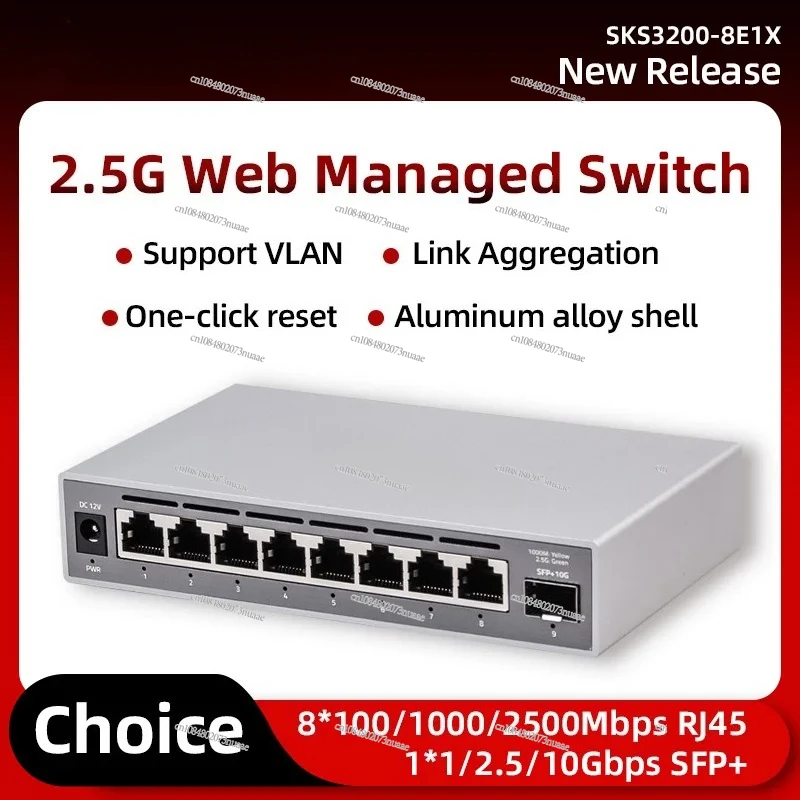 

XikeStor Easy managed 8-port 2.5G + 1-port 10G switch, support VLAN link aggregation, fanless design network hub and splitter
