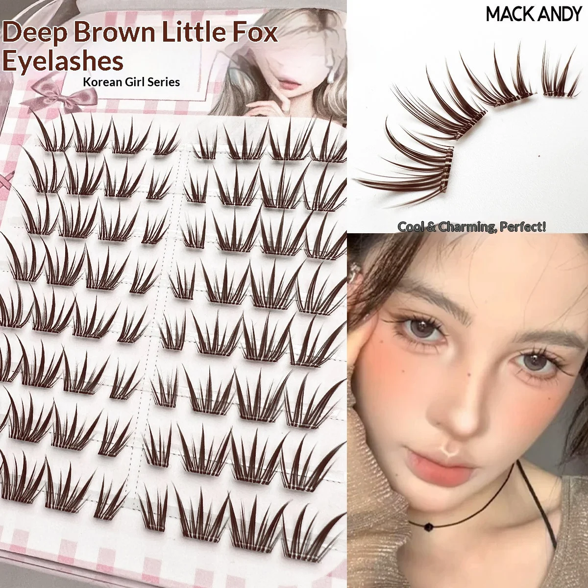 Pre-glued Glue-free Deep Brown False Eyelashes, Eye Enhancing Fluffy Winged Manga Eyelashes, Easy to Apply for Daily Use