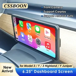 New Y Juniper 6.25 Inch Dashboard Screen Support Wireless Carplay For Tesla Model 3 Y 3 Highland Front Camera Monitor