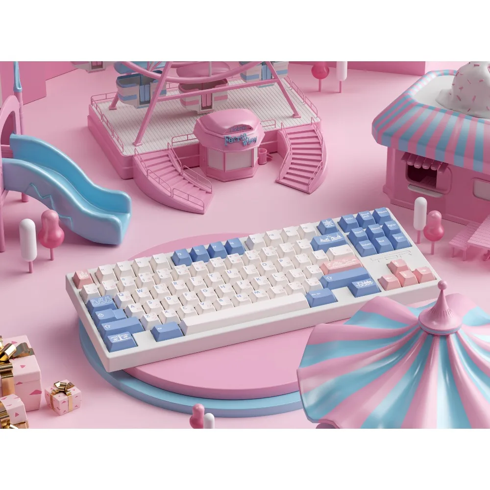 

Domikey Gift V2 Keycaps Set CustomThree Color Craft Cherry Profile ABS Cute KeyCap for Mechanical Keyboard 68/75/84/87/98 Keys