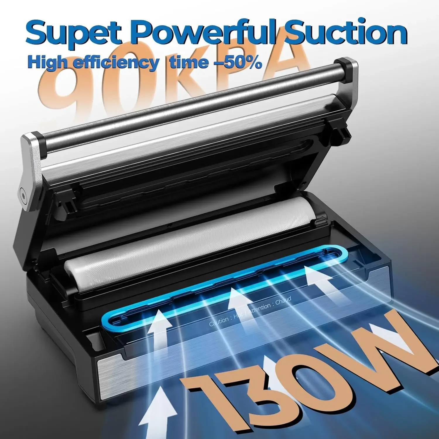 Vacuum Sealer, Stainless Steel Vacuum Sealer Machine for Food with Double Heat Seal & Double Pump, Food Sealer Dry/Moist/Liquid