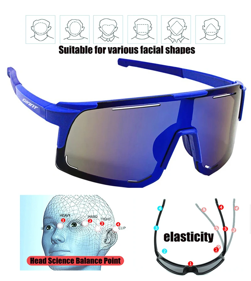 Riesige Langstrecken-Fahrradbrille, superleicht, für Herren und Damen, beschlagfrei, UV400-Schutz, MTB-Fahrradbrille mit Etui – Detail 4