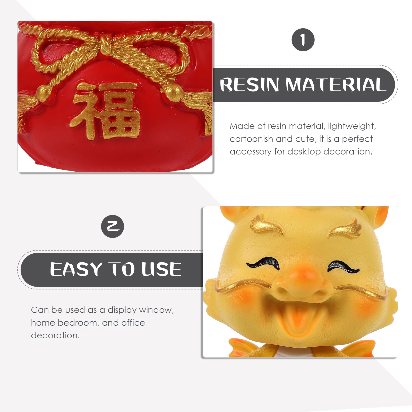 الصينية الراتنج التنين الديكور الكرتون رائعتين مصغرة سطح المكتب ملحق المنزل مكتب مخزن هدية مستقر شقة الملمس زودياك