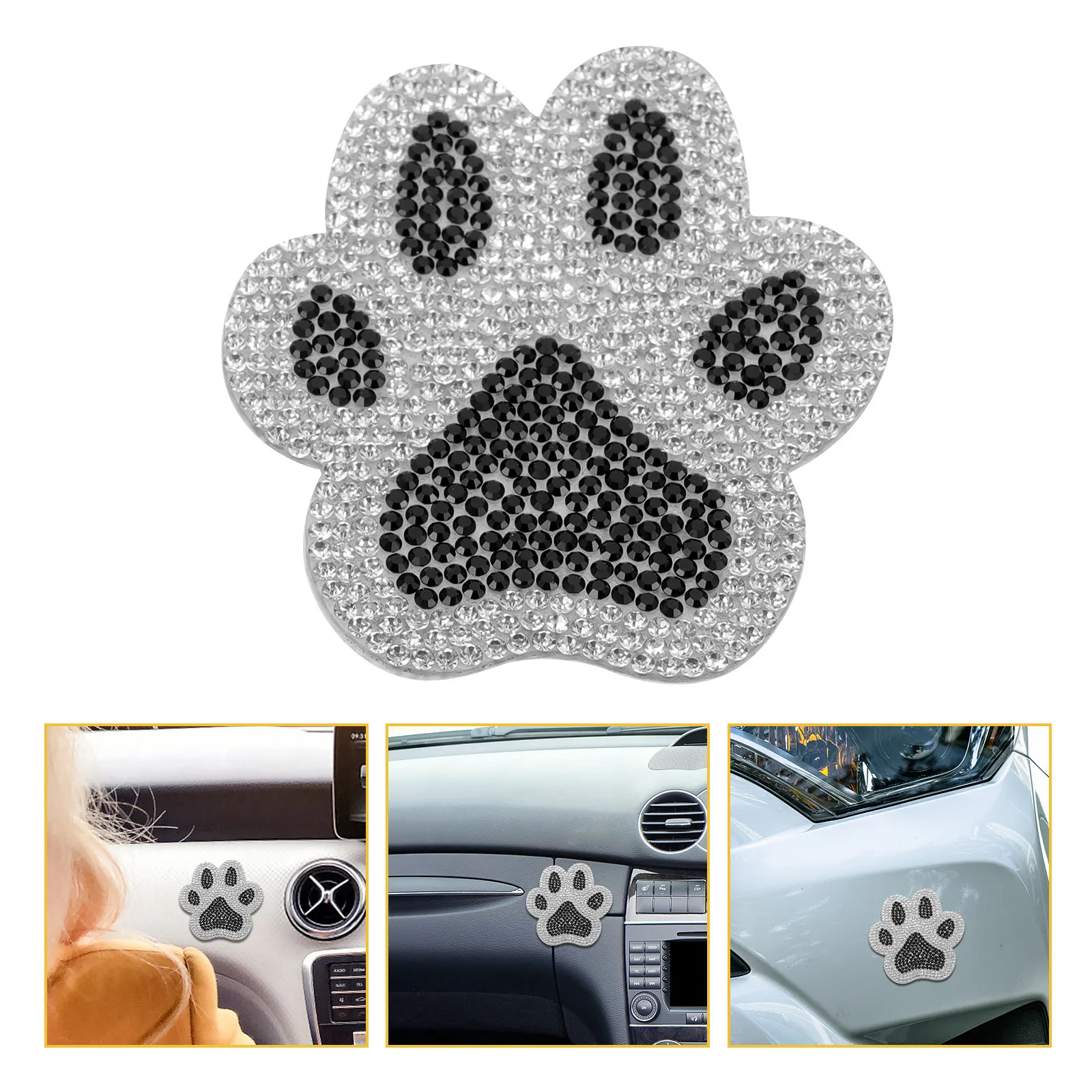 

1 пара наклеек на автомобиль с принтом собачьих лап со стразами, для бампера и капота, внешнее украшение, прочные водонепроницаемые аксессуары для автомобиля