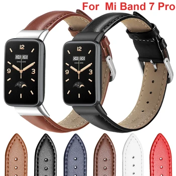 สายนาฬิกาหนังสําหรับ Xiaomi Mi Band 7 Pro ผู้หญิงผู้ชายสร้อยข้อมือสายคล้องคอสําหรับ Mi Band 7 Pro เปลี่ยน
