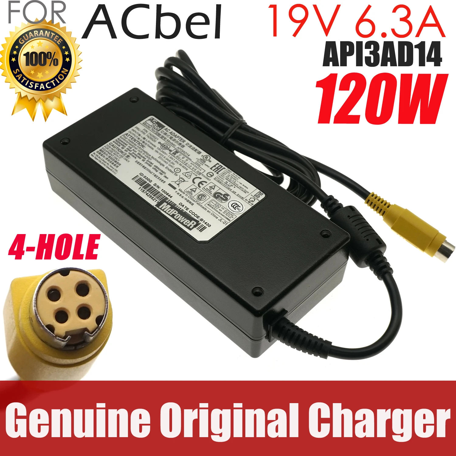 

Оригинальный адаптер переменного тока Acbel API3AD14 19 В 6,3 А 44V0997 44V0998 для IBM 4838 330 СЕНСОРНЫЙ ЭКРАН CASH REGISTER 4-контактный 4-контактный источник питания