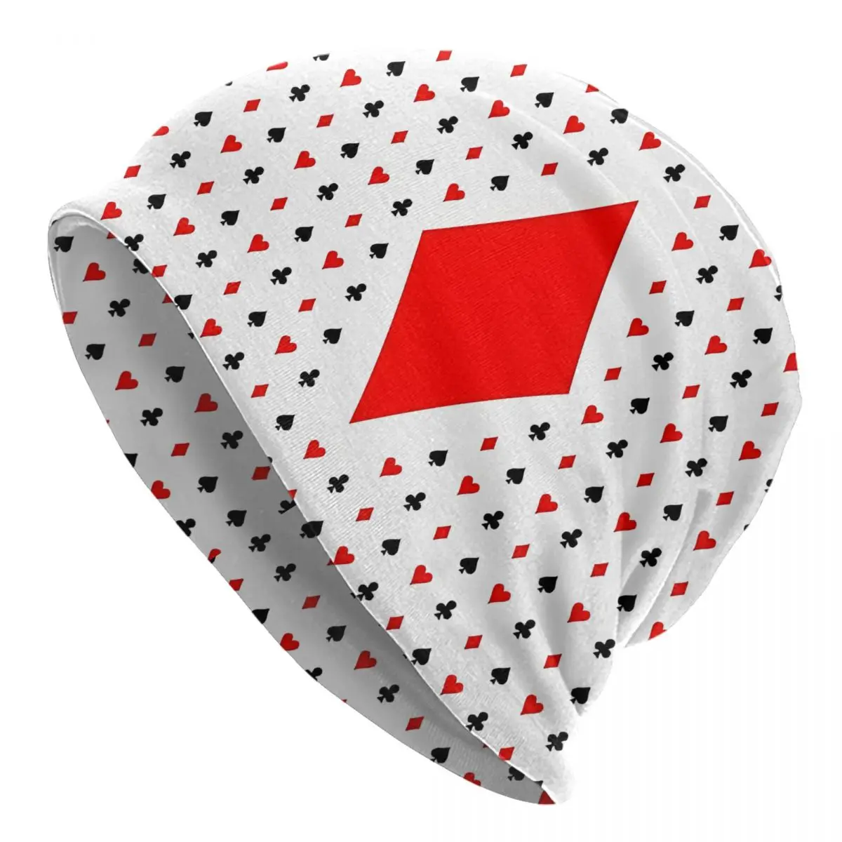 Playing Card Suits Diamond Men Women Thin Beanies Windproof Ski Cap Double Layer Fabric Bonnet Hat