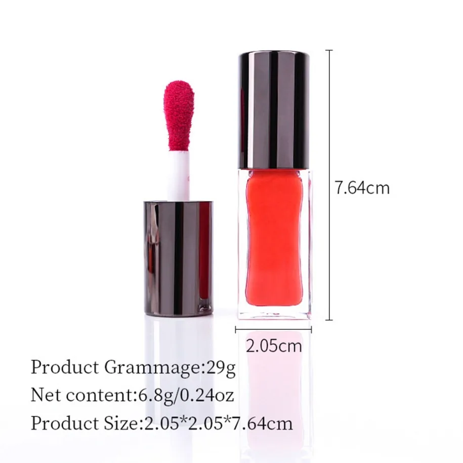 Marque privée maquillage végétalien vente en gros Tube carré brillant miroir brillant à lèvres laque teinte hydratant brillant à lèvres Logo personnalisé