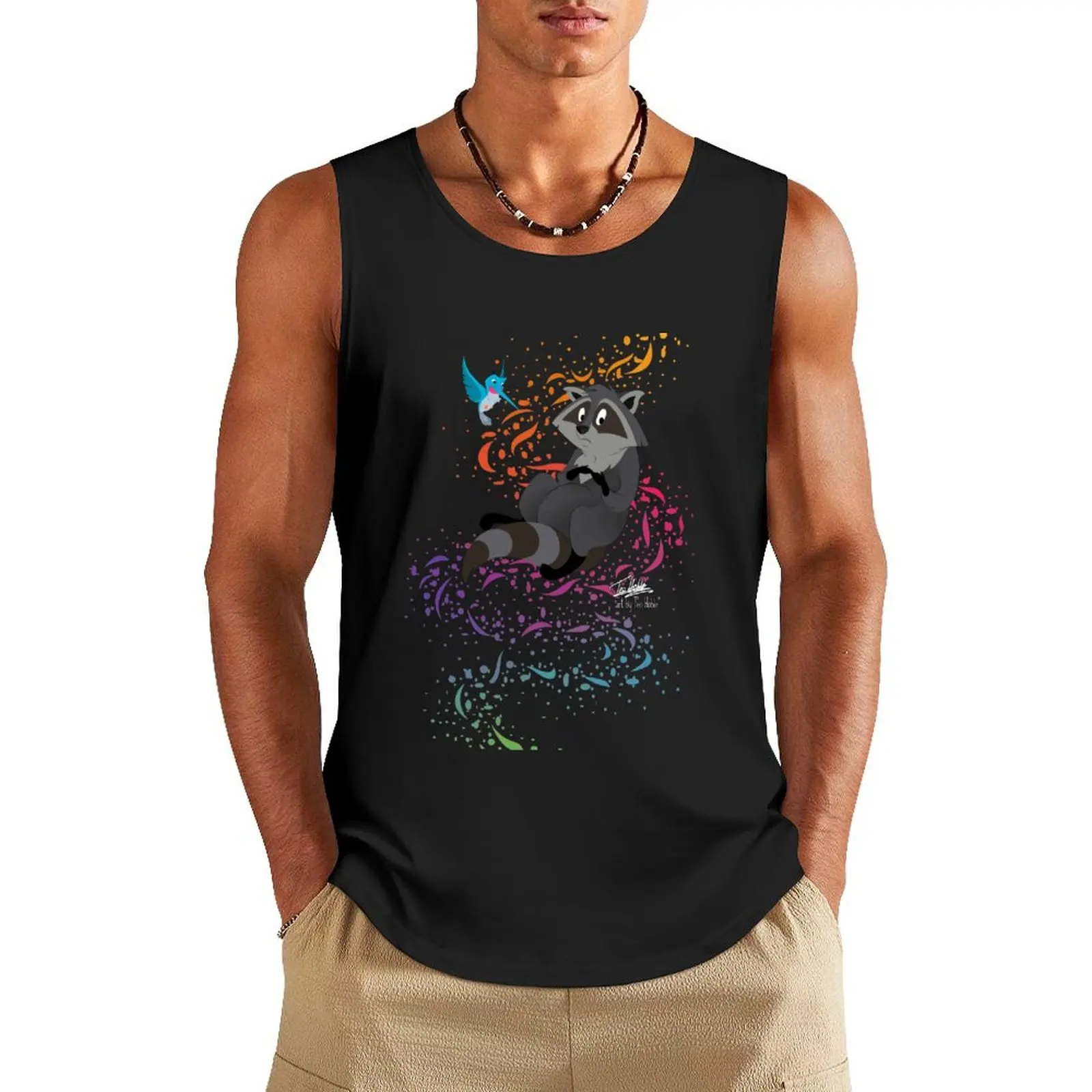 Adorable Little Raccoon Tank Top bodybuilding man anime gym