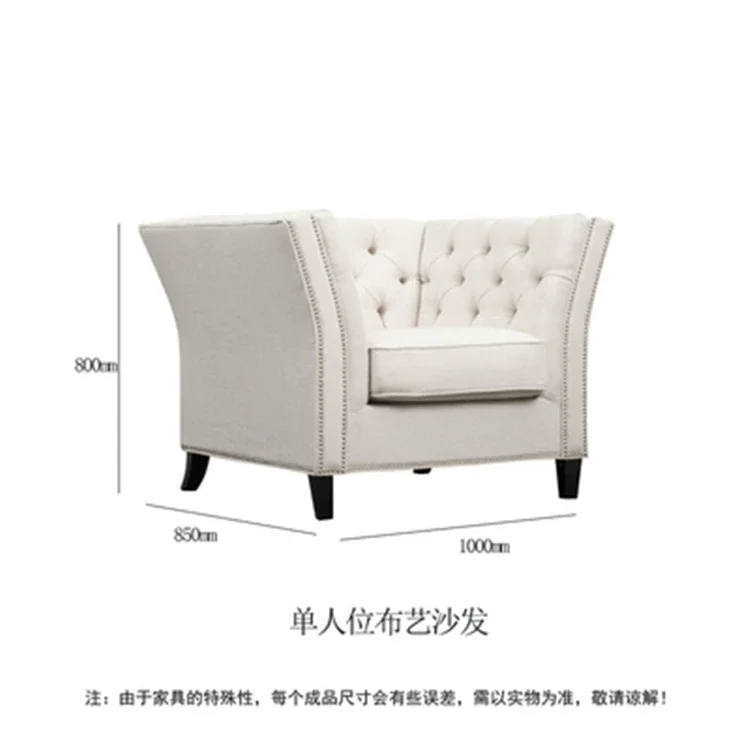 Zx American Vintage High-back Modern Simple Living Room Nordic Velvet Fabric Pull-button Latex Inline Four-seater Three-person S