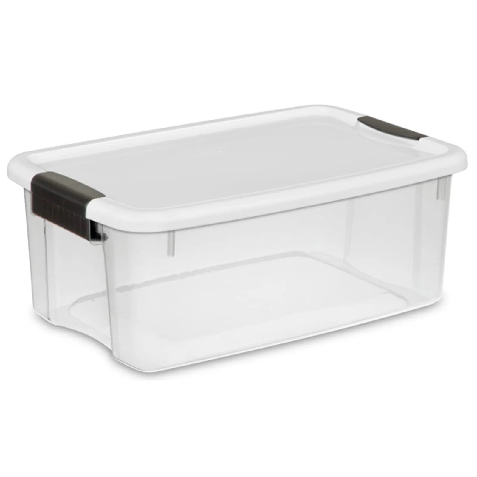 

18 Qt Clear Plastic Stackable Storage Bin w/ White Latch Lid, (6 Pack) United States