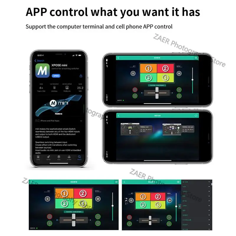 RGBlink Mini Pro Video Switcher สนับสนุน T-Bar OBS Studio Mini Switcher APP ควบคุม USB 3.0สำหรับสตรีมมิ่งสด broadcast คอนเสิร์ต