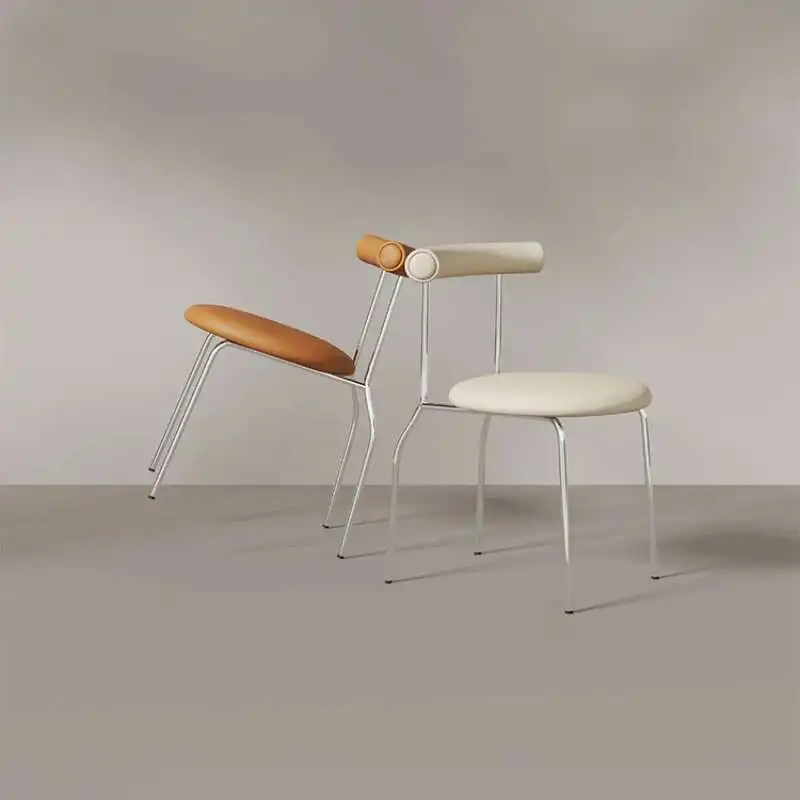 

Nordic Metal Office Dining Chairs Feature Kitchen PU Leather Designer Dining Chairs Gaming Retro Minimalist Silla Furniture QQ