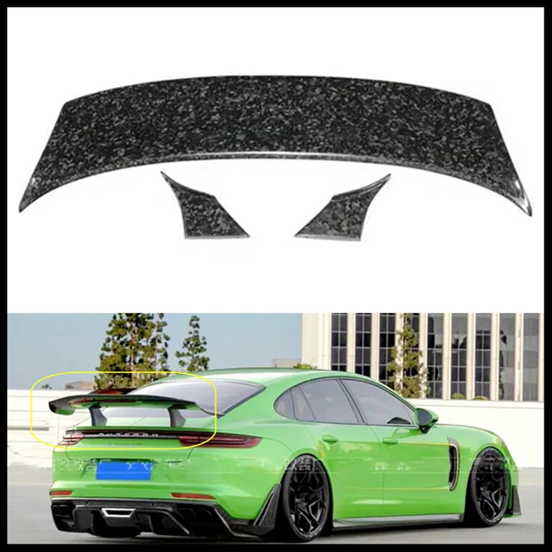 High Quality Real FORGE Carbon Fiber Spoiler For Porsche Panamera 971 GTS Turbo 2017-2022 REAR WING TRUNK LIP SPOILERS