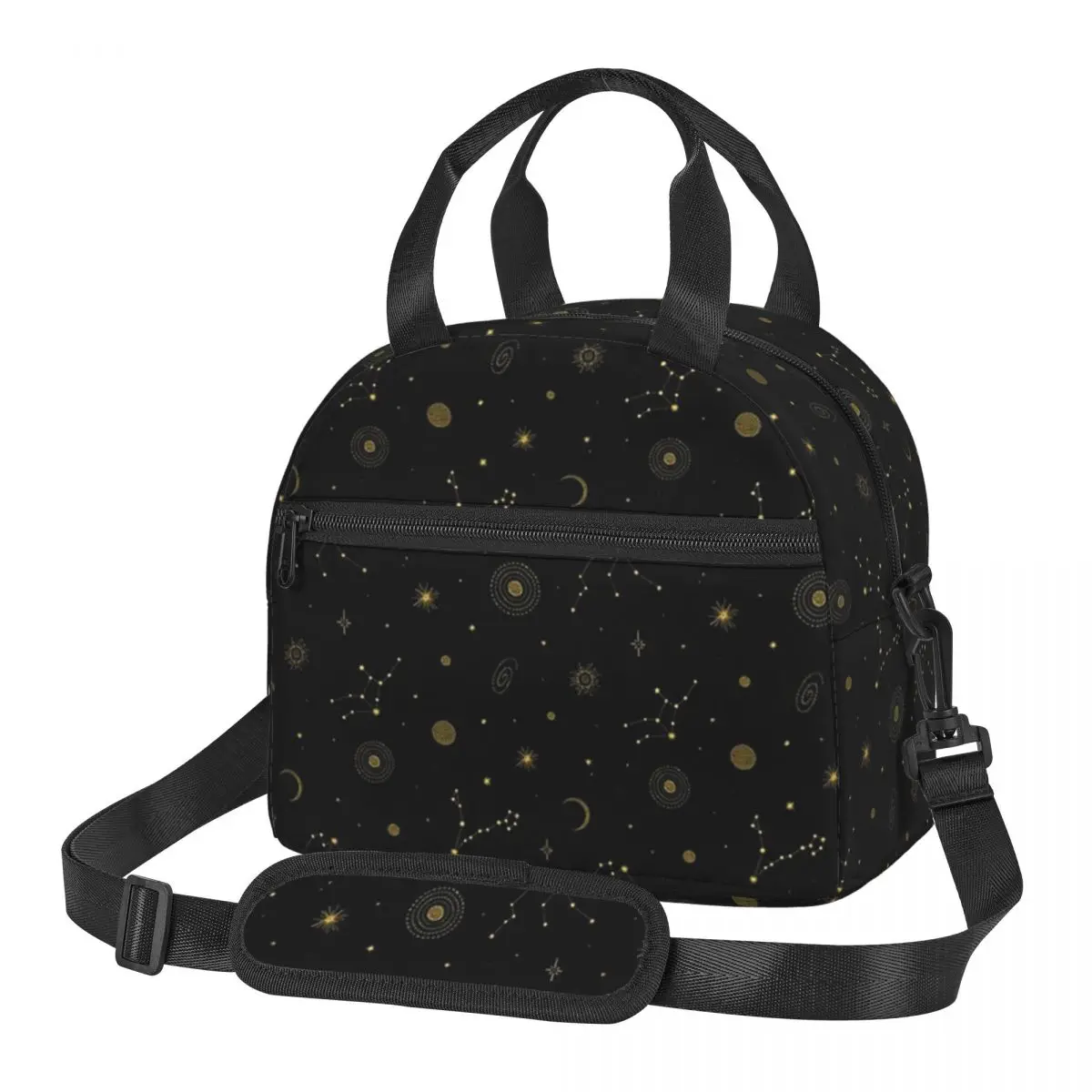 Night Sky Golden Celestial Stars Zodiac Constellations Lunch Bags Bento Box Lunch Tote Picnic Bags  Thermal Bag for Woman Work