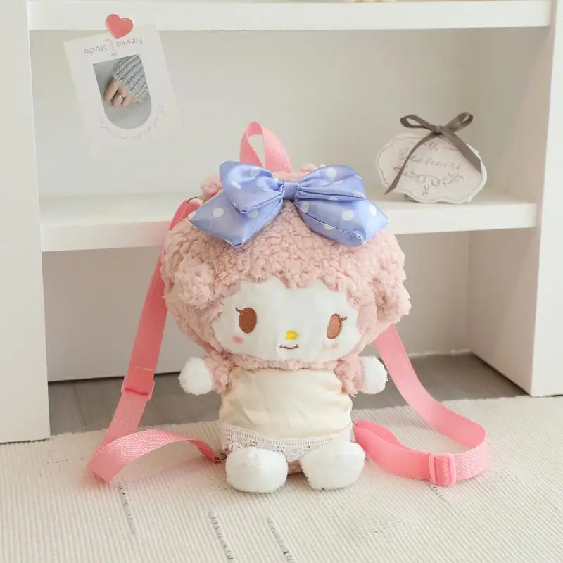 Kawaii My Melody My Sweet Piano Plush Backpack 2023 New Cartoon Doll Shoulders Bag Travel Casual Bag Back Bag Girlfriend Gift